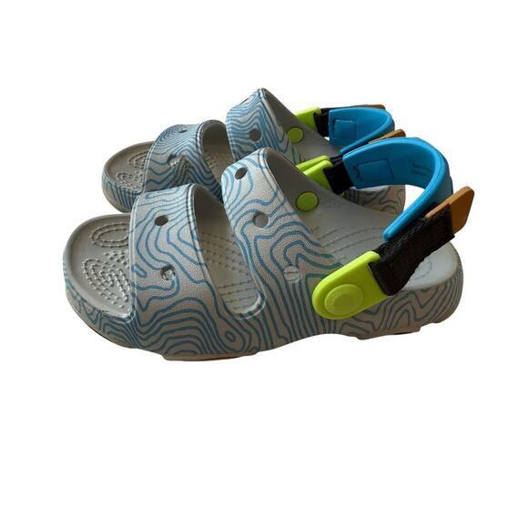 Crocs Boys Deep Navy Multi All Terrain Topographic Sandals Size 11 - Picture 7 of 9